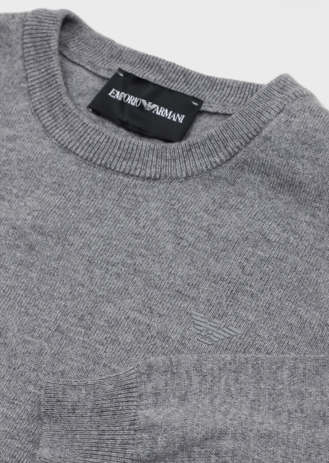 băiat R802G2413 Pulover din amestec de lână cu broderie micro-vultur Armani gri melange