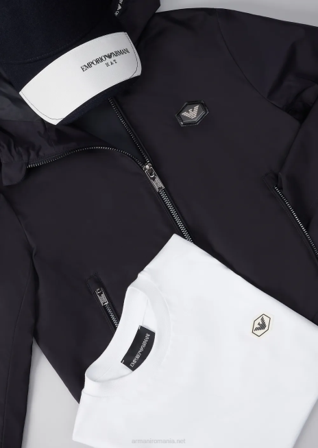 băiat R802G2414 tricou supima cu plasture cu logo esențial Armani alb