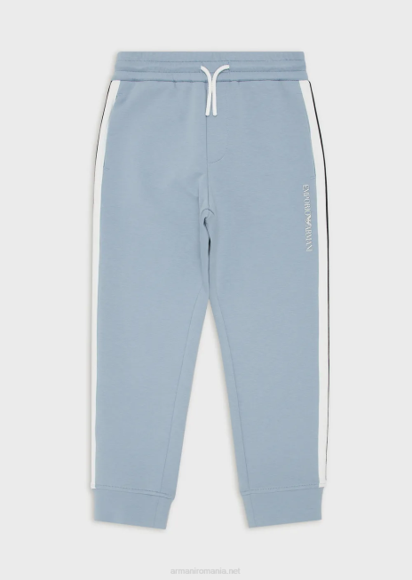 băiat R802G2418 pantaloni de jogging din jerseu dublu cu dungi laterale Armani azur