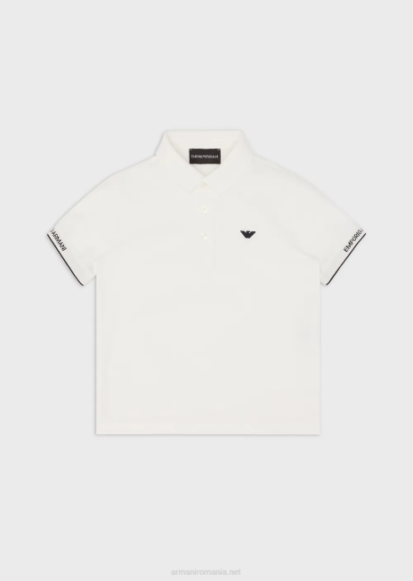 băiat R802G2423 tricou polo din tricou cu broderie vultur Armani alb