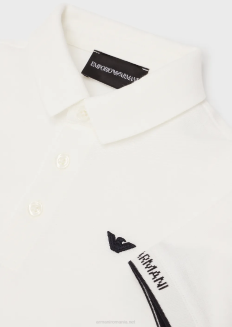 băiat R802G2423 tricou polo din tricou cu broderie vultur Armani alb