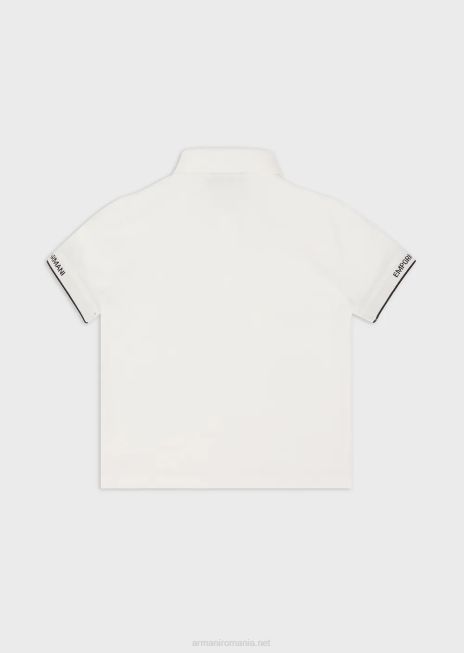 băiat R802G2423 tricou polo din tricou cu broderie vultur Armani alb