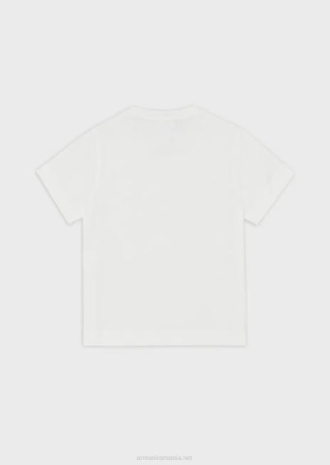 băiat R802G2425 tricou din jerseu greu cu sigla Emporio Armanialb