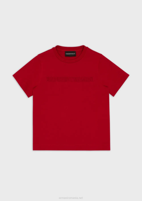 băiat R802G2426 tricou din jerseu greu cu sigla Emporio Armaniroșu