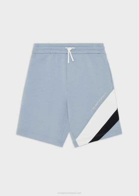 băiat R802G2431 pantaloni scurți din jerseu dublu cu șnur, cu detalii color-block Armani azur
