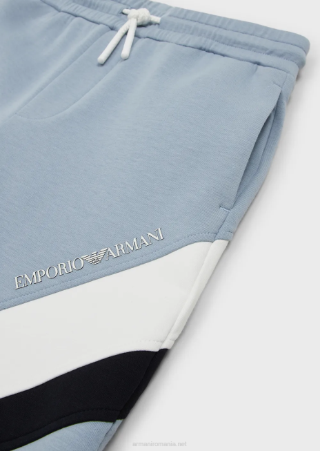 băiat R802G2431 pantaloni scurți din jerseu dublu cu șnur, cu detalii color-block Armani azur