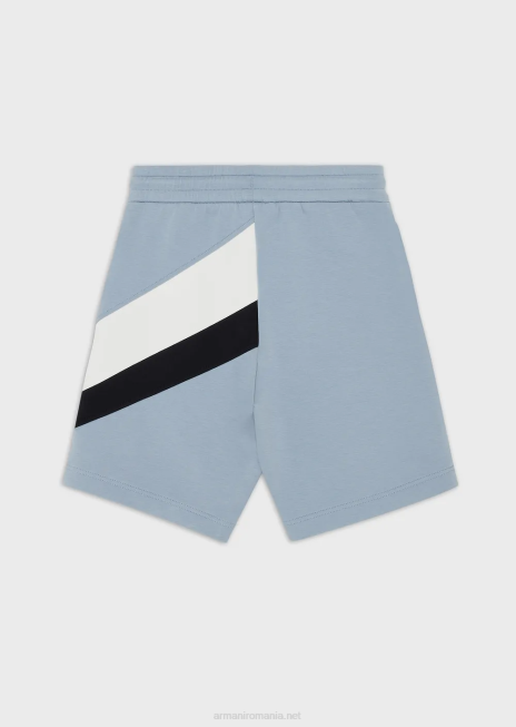 băiat R802G2431 pantaloni scurți din jerseu dublu cu șnur, cu detalii color-block Armani azur
