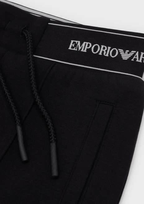 băiat R802G2432 pantaloni de jogging din jerseu dublu cu talie cu logo Armani albastru marin