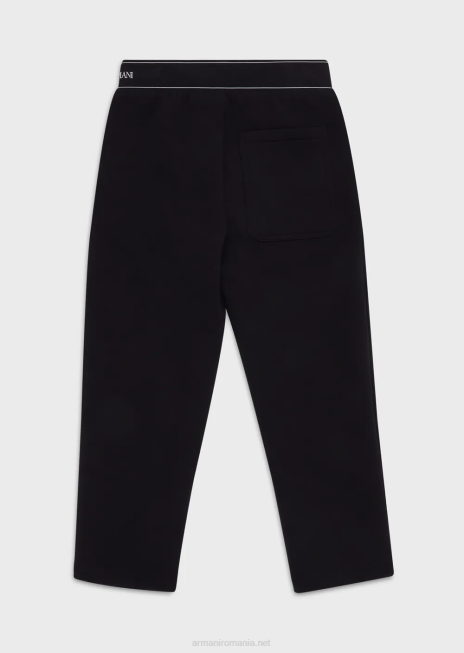 băiat R802G2432 pantaloni de jogging din jerseu dublu cu talie cu logo Armani albastru marin