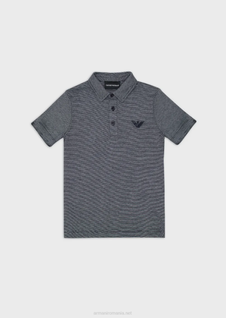 băiat R802G2433 tricou polo din jerseu cu micro dungi Armani albastru marin