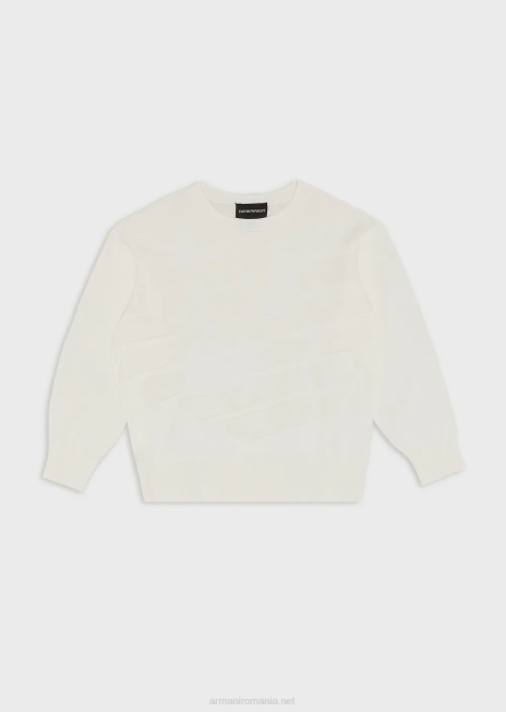 băiat R802G2436 jumper cu incrustație ea supradimensionată Armani alb
