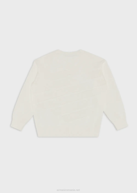 băiat R802G2436 jumper cu incrustație ea supradimensionată Armani alb