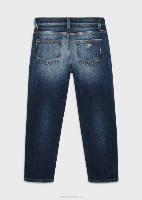 băiat R802G2437 blugi j75 din denim stretch decolorat Armani albastru mediu