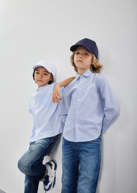 băiat R802G2437 blugi j75 din denim stretch decolorat Armani albastru mediu