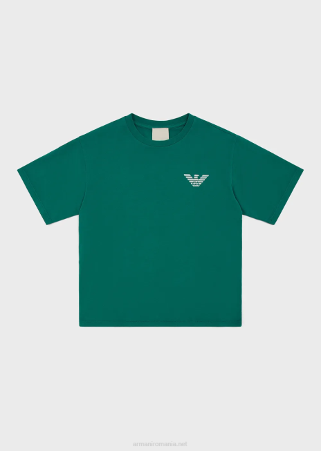 băiat R802G2445 tricou din jerseu organic vopsit în articole de colecție sustenabilă Armani verde