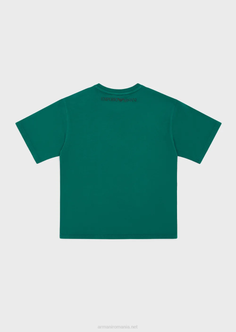 băiat R802G2445 tricou din jerseu organic vopsit în articole de colecție sustenabilă Armani verde