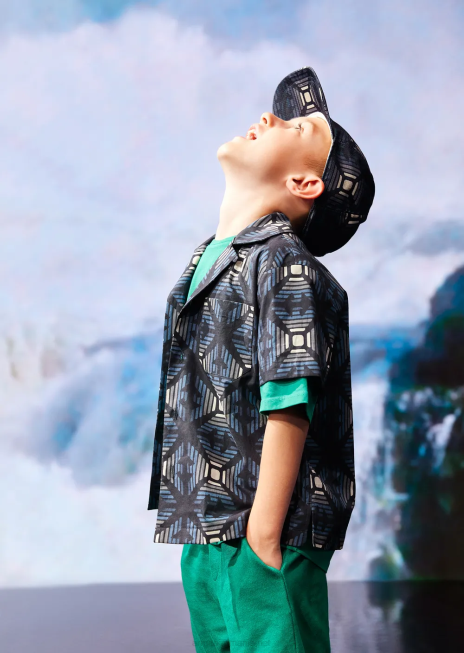 băiat R802G2445 tricou din jerseu organic vopsit în articole de colecție sustenabilă Armani verde