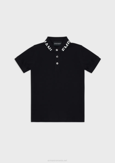 băiat R802G2453 tricou polo din piqué mercerizat cu guler cu logo Armani albastru marin