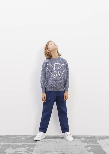 băiat R802G2457 pantaloni cu săgeți din țesătură elastică Armani albastru marin