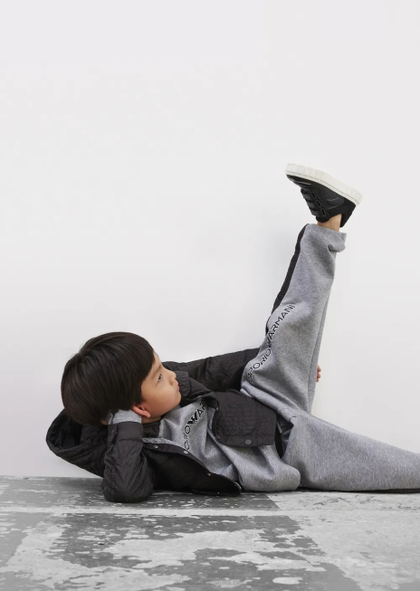 băiat R802G2458 hanorac din jerseu dublu cu glugă căptușită, matlasată Armani gri melange