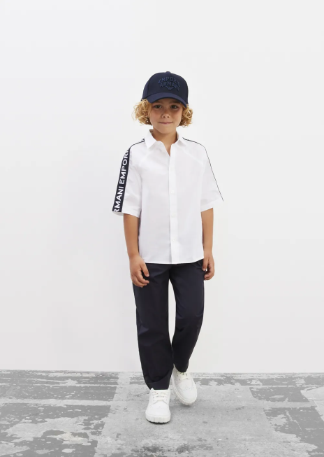 băiat R802G2459 pantaloni din bumbac cu talie elastica Armani albastru marin