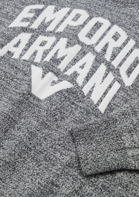 băiat R802G2466 pulover din țesătură melange cu logo-ul jacquard Armani gri melange