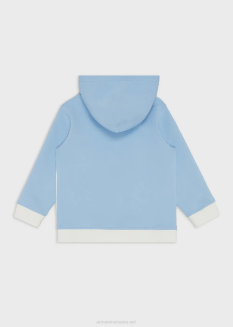 băiat R802G2468 hanorac cu glugă din jerseu dublu, cu sigla Emporio Armanialb