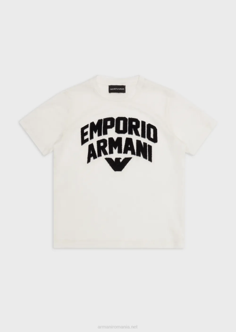 băiat R802G2471 Tricou din tricou din amestec tencel cu logo-ul Emporio Armani asortat