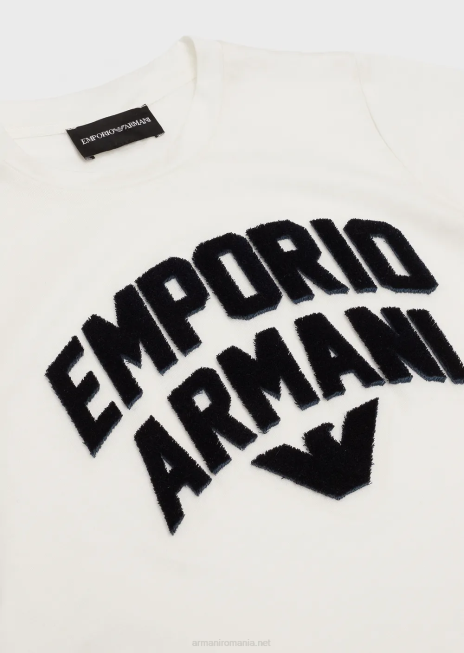 băiat R802G2471 Tricou din tricou din amestec tencel cu logo-ul Emporio Armani asortat