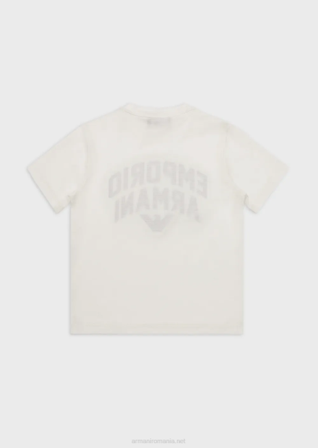 băiat R802G2471 Tricou din tricou din amestec tencel cu logo-ul Emporio Armani asortat