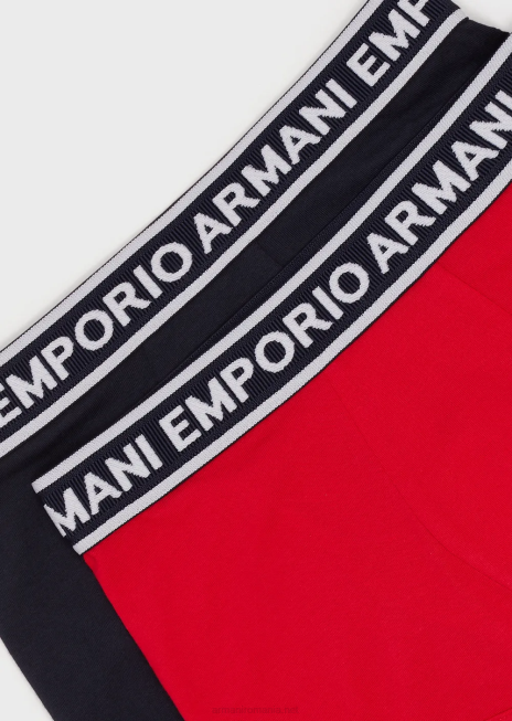 băiat R802G2472 pachet de două boxer cu bandă cu logo Armani albastru marin