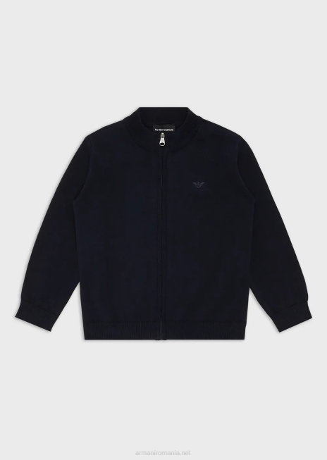 băiat R802G2476 cardigan din tricot de porumb pe stiuleț cu fermoar pe toată lungimea Armani
