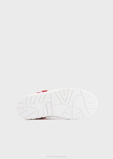 băiat R802G2478 adidași cu velcro și inserție elastică cusută Armani alb