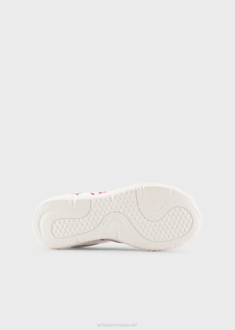 băiat R802G2481 adidași din cauciuc și nailon cu vultur supradimensionat Armani alb