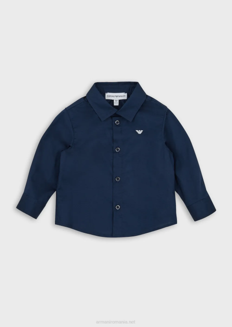 băiat R802G2675 cămașă din bumbac elastic cu broderie vultur Armani