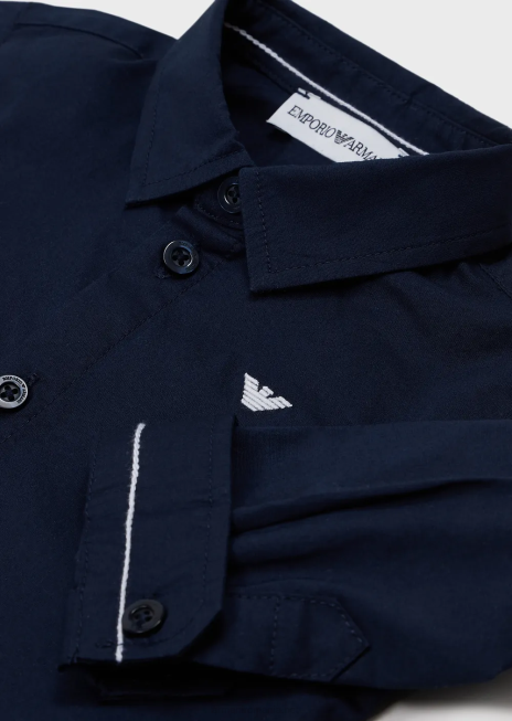 băiat R802G2675 cămașă din bumbac elastic cu broderie vultur Armani