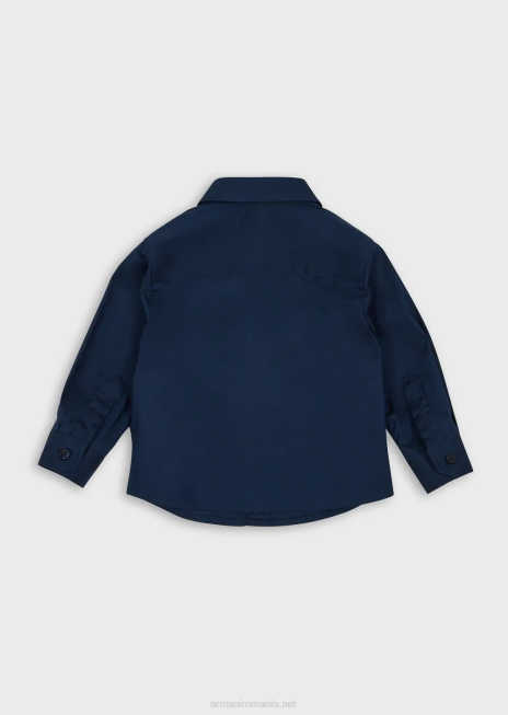 băiat R802G2675 cămașă din bumbac elastic cu broderie vultur Armani