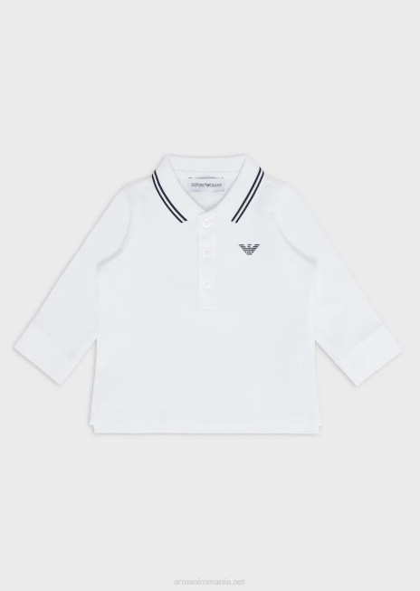 băiat R802G2676 tricou polo cu mâneci lungi din piqué stretch Armani