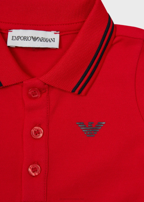 băiat R802G2677 tricou polo din piqué elastic cu bordură în dungi Armani