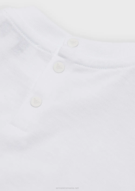 băiat R802G2681 tricou supima cu plasture cu logo esențial Armani alb