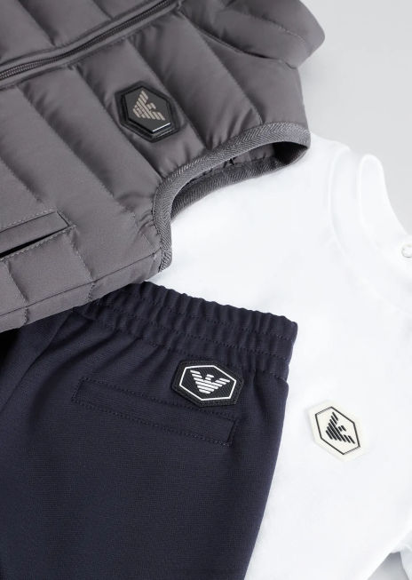 băiat R802G2681 tricou supima cu plasture cu logo esențial Armani alb