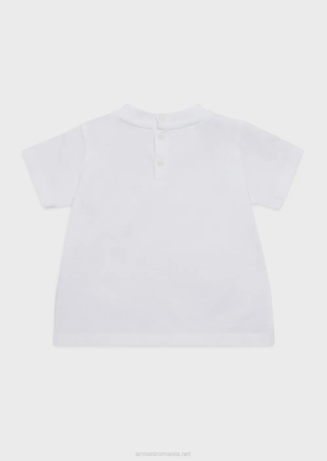 băiat R802G2682 tricou supima cu plasture cu logo esențial Armani albastru marin