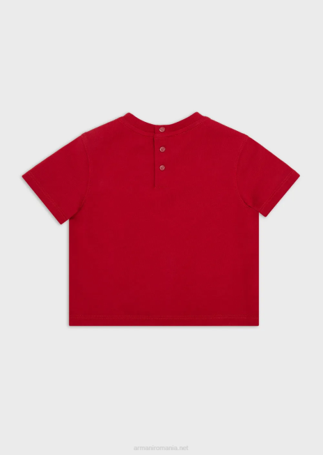 băiat R802G2685 tricou din jerseu greu cu sigla Emporio Armaniroșu