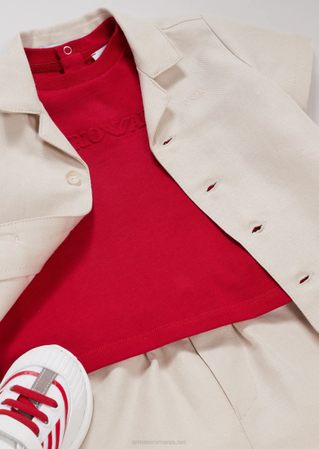 băiat R802G2685 tricou din jerseu greu cu sigla Emporio Armaniroșu