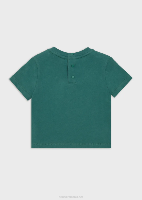băiat R802G2686 tricou din jerseu organic cu logo din desene animate Armani model