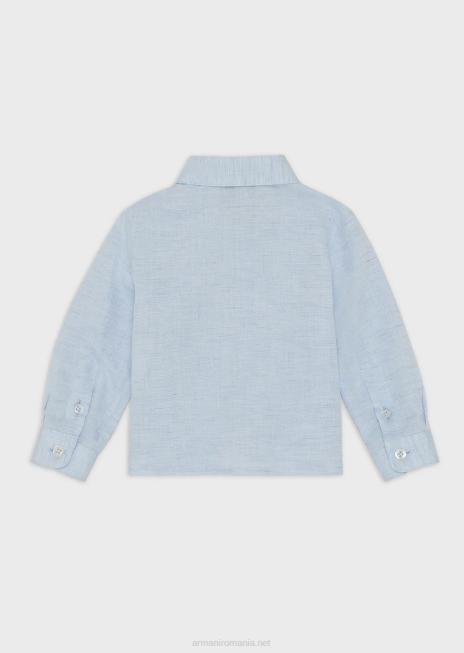 băiat R802G2689 cămașă din amestec de in cu broderie vultur Armani azur