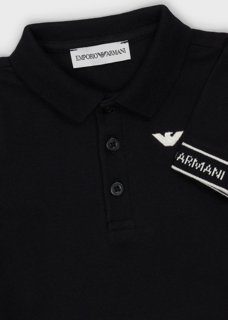 băiat R802G2690 tricou polo din tricou cu broderie vultur Armani albastru marin