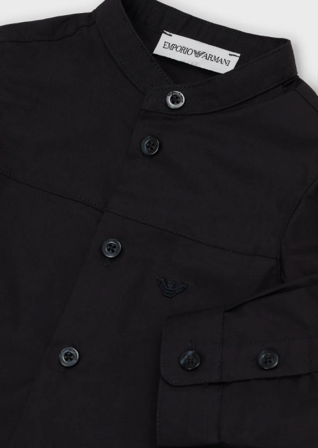 băiat R802G2692 cămașă pima cu guler și jug guru Armani albastru marin