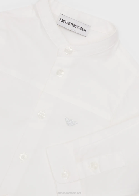 băiat R802G2693 cămașă pima cu guler și jug guru Armani alb