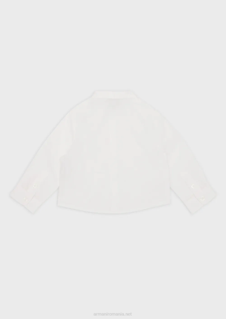 băiat R802G2693 cămașă pima cu guler și jug guru Armani alb